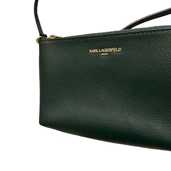 NWOT Karl Lagerfeld Paris Crossbody Pebbled Leather in Dark Teal - Picture 12 of 13